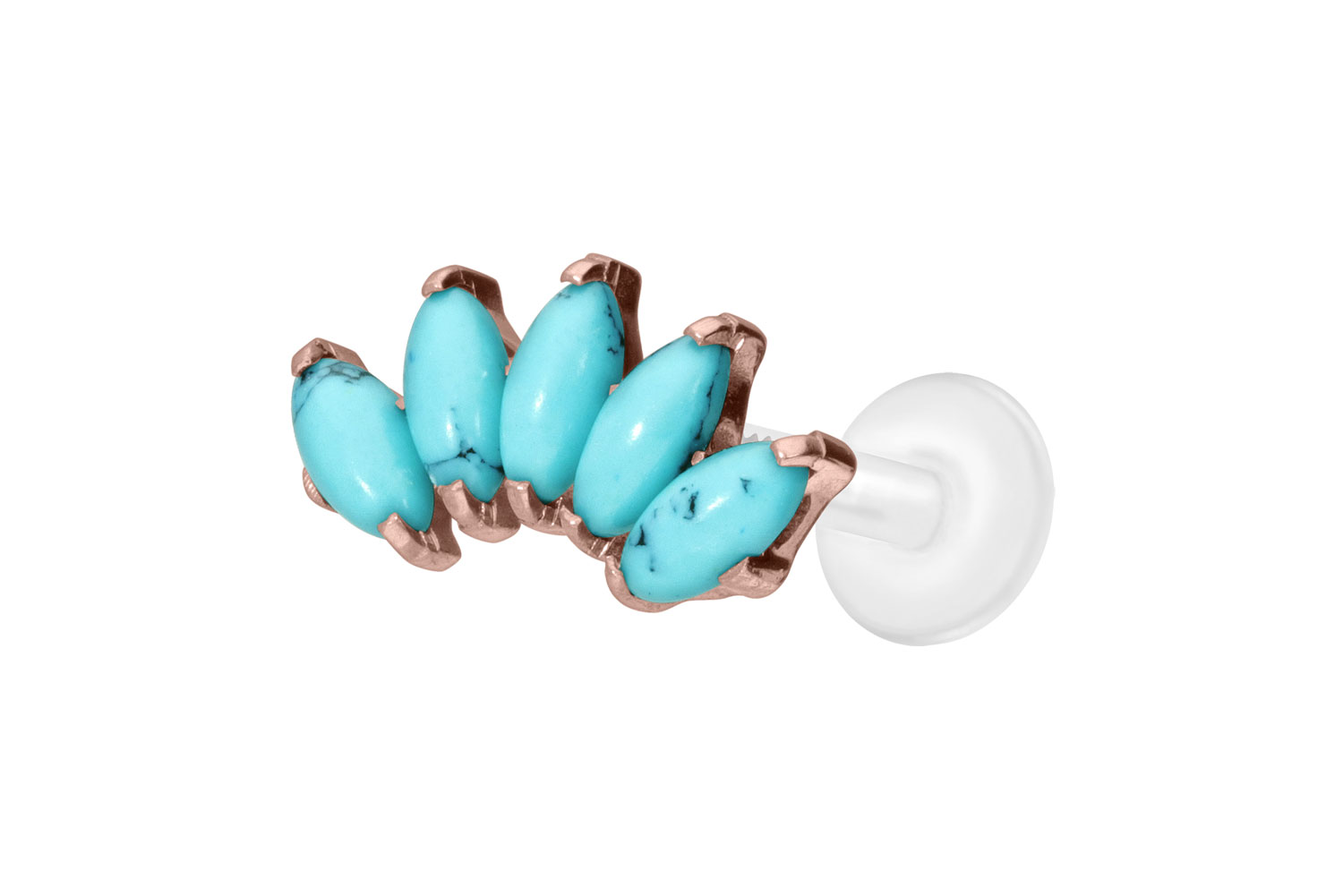 PTFE Labret Piercing mit Innengewinde + Titan-Aufsatz BOGEN + SYNTHETISCHE TÜRKISE
